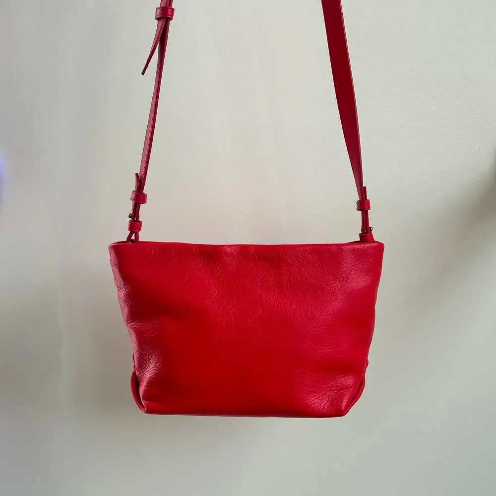 J.Crew Oslo Soft Leather Crossbody Bag Adjustable Strap Holiday Red